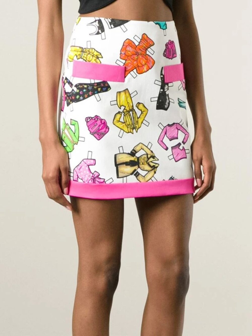 Moschino Couture Paper Doll White Pink Barbie Italian Mini Skirt ONLY IT44 US 10